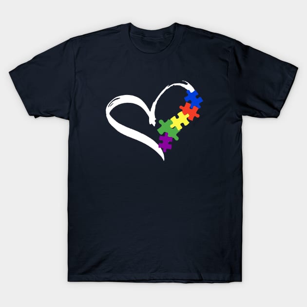 Autism Awareness Puzzle Heart Gift T-Shirt by Studio Hues